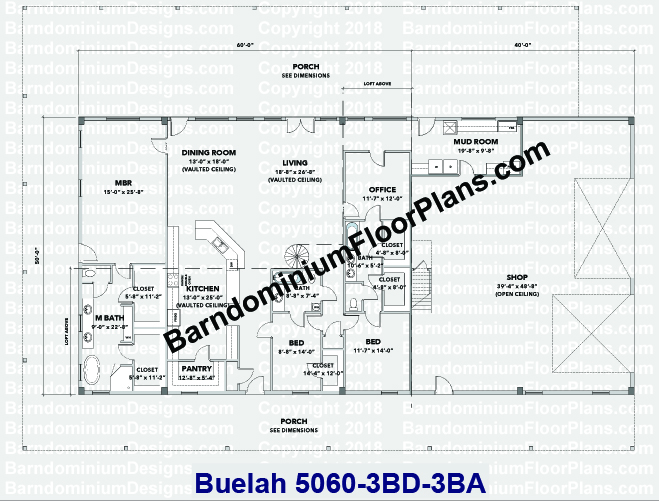 BEULAH 5060 3 Bed 3 Bath Barndominium