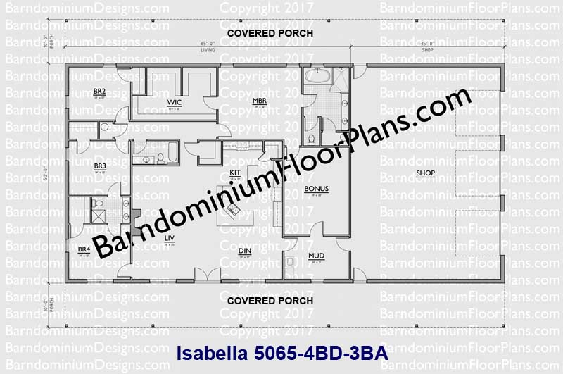 Isabella 5065 4 Bed 3 Bath Barndominium
